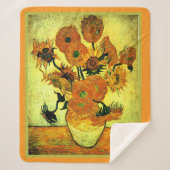Van Gogh - Sonnenblumen 14, berühmtes Bild, Sherpadecke (Vorderseite)