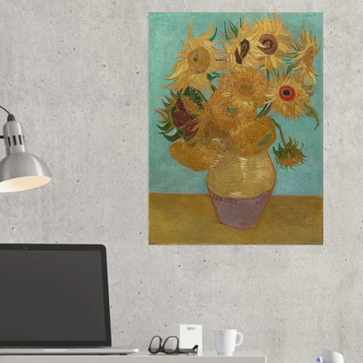 Van Gogh - Sonnenblumen, 3. Version, Wiederholung Foliendrucke (In Situ (Schreibtisch 2))