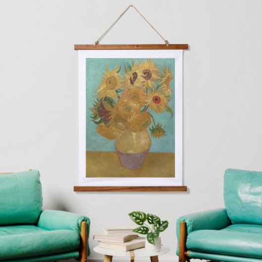 Van Gogh - Sonnenblumen, 3. Version, Wiederholung Wandteppich Mit Holzrahmen (Wohnzimmer)