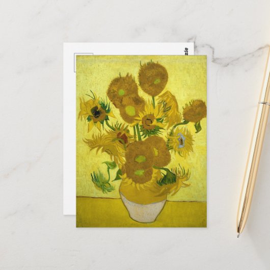 Van Gogh - Sonnenblumen, 4. Version, Wiederholung Postkarte (Vorderseite/Rückseite Beispiel)
