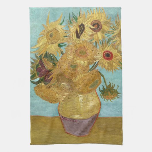 Van Gogh Sonnenblumen - Blau & Gelb Impressionismu Geschirrtuch (Vertikal)