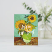 Van Gogh - Sonnenblumen, Drei, Happy Birthday! Postkarte (Stehend Vorderseite)