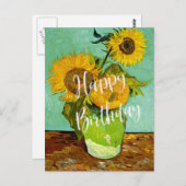Van Gogh - Sonnenblumen, Drei, Happy Birthday! Postkarte (Vorne/Hinten)