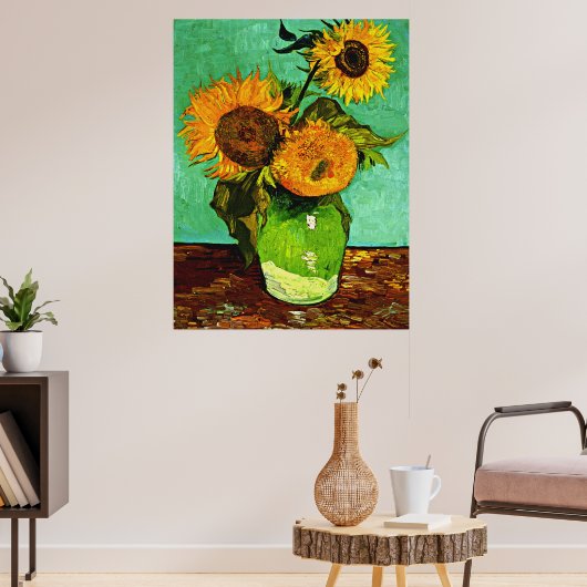 Van Gogh - Sonnenblumen, Drei, Poster (Wohnzimmer 3)
