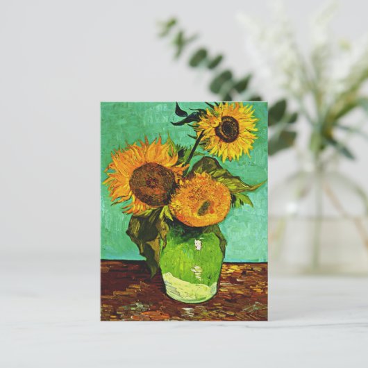 Van Gogh - Sonnenblumen, Drei, Postkarte (Stehend Vorderseite)