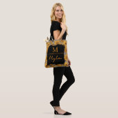 Van Gogh Sonnenblumen Gelb Grau Monogramm Tasche (Am Model)