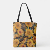 Van Gogh Sonnenblumen Gelb Schwarzes Monogramm Tasche (Rückseite)