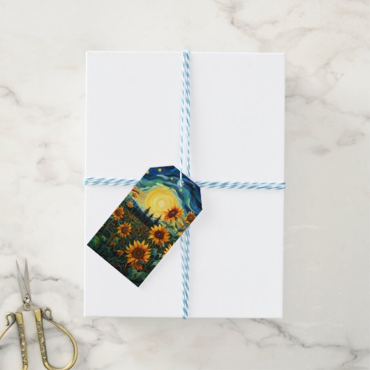 Van Gogh Sonnenblumen Gemälde Geschenkanhänger (Mit Garn)