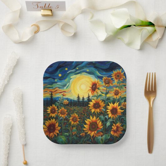 Van Gogh Sonnenblumen Gemälde Pappteller (Hochzeit)