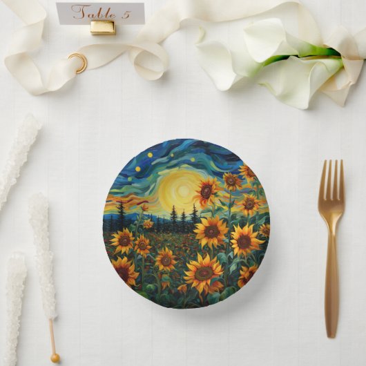 Van Gogh Sonnenblumen Gemälde Pappteller (Hochzeit)