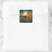 Van Gogh Sonnenblumen Gemälde Quadratischer Aufkleber (Tasche)