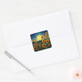 Van Gogh Sonnenblumen Gemälde Quadratischer Aufkleber