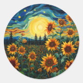 Van Gogh Sonnenblumen Gemälde Runder Aufkleber (Vorderseite)