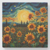 Van Gogh Sonnenblumen Gemälde Steinuntersetzer (Vorderseite)