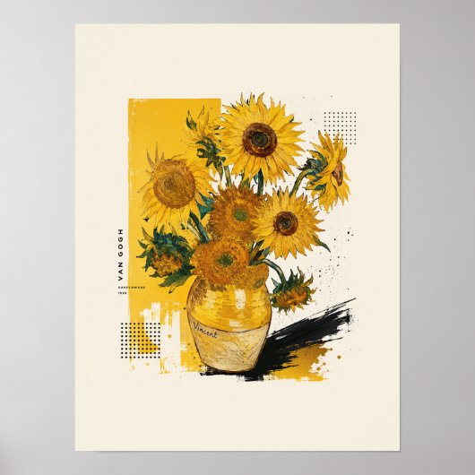 Van Gogh Sonnenblumen Modern  Poster (Vorne)