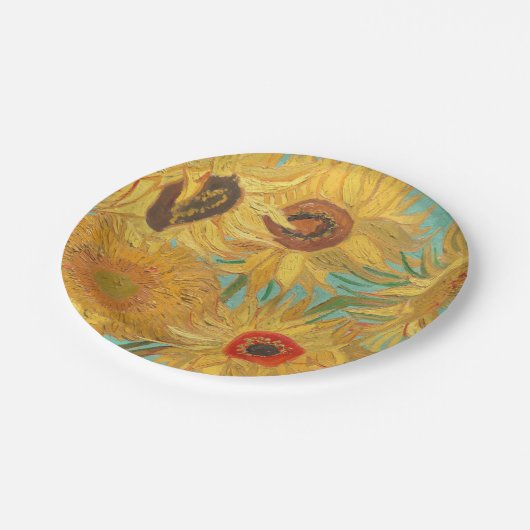 Van Gogh Sonnenblumen Pappteller (Schrägansicht)