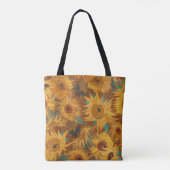 Van Gogh Sonnenblumen Rostbraunes Monogramm Tasche (Rückseite)