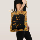 Van Gogh Sonnenblumen Rostbraunes Monogramm Tasche (Von Nahem)