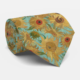 Van Gogh Sonnenblumen Safran Gelb Aquablau Krawatte