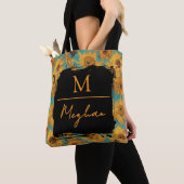 Van Gogh Sonnenblumen Türkis Blau Monogramm Tasche (Von Nahem)