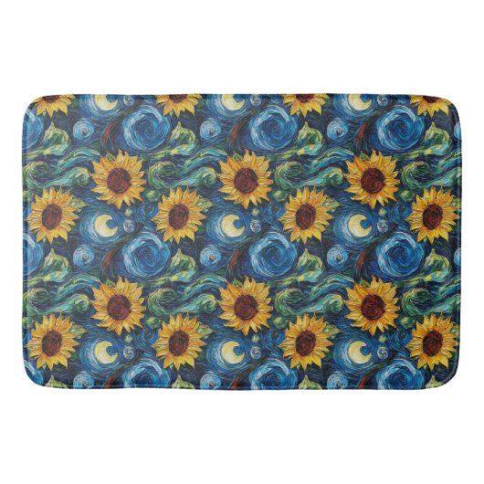 Van Gogh Sonnenblumen und Sternennacht Badematte (Vorderseite)