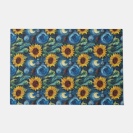 Van Gogh Sonnenblumen und Sternennacht Fußmatte