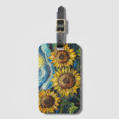 Van Gogh Sonnenblumen und Sternennacht Gepäckanhänger (Vorderseite Vertikal)