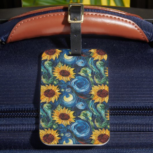 Van Gogh Sonnenblumen und Sternennacht Gepäckanhänger (Vorderseite Insitu 2)