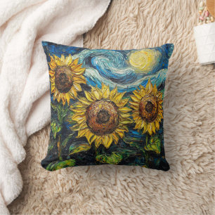 Van Gogh Sonnenblumen und Sternennacht Kissen