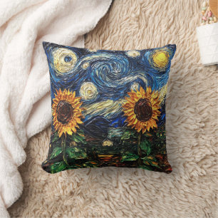 Van Gogh Sonnenblumen und Sternennacht Kissen