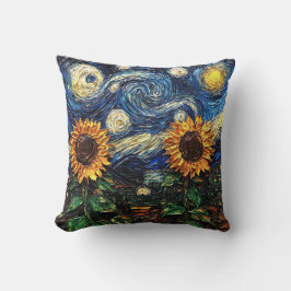 Van Gogh Sonnenblumen und Sternennacht Kissen