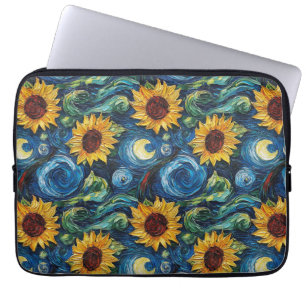 Van Gogh Sonnenblumen und Sternennacht Laptopschutzhülle