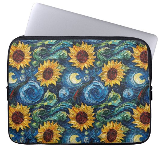 Van Gogh Sonnenblumen und Sternennacht Laptopschutzhülle (Vorderseite)