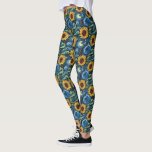 Van Gogh Sonnenblumen und Sternennacht Leggings