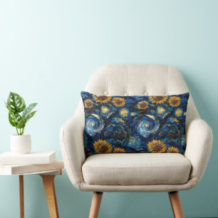 Van Gogh Sonnenblumen und Sternennacht Lendenkissen