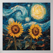 Van Gogh Sonnenblumen und Sternennacht Poster (Vorne)
