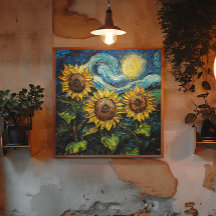Van Gogh Sonnenblumen und Sternennacht