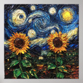 Van Gogh Sonnenblumen und Sternennacht Poster (Vorne)