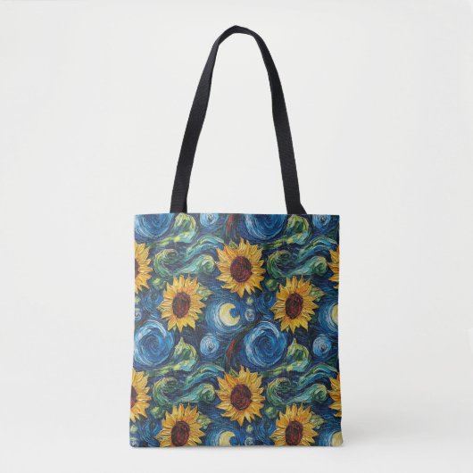 Van Gogh Sonnenblumen und Sternennacht Tasche (Vorderseite)