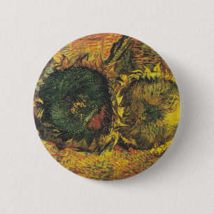 Van Gogh Sonnenblumen - Vintage Goldene Blumenkuns Button