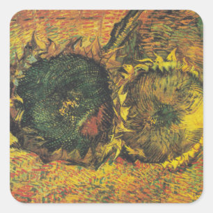 Van Gogh Sonnenblumen - Vintage goldene Blumenskun Quadratischer Aufkleber