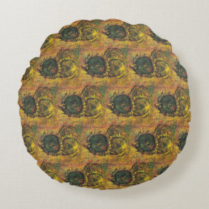 Van Gogh Sonnenblumen - Vintage goldene Blumenskun Rundes Kissen