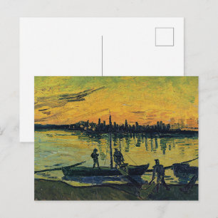 Van Gogh Sonnenuntergang Arles - Lebendiger Gelber Postkarte