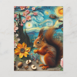 Van Gogh Squirrel Collage Postkarte