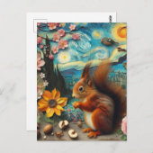 Van Gogh Squirrel Collage Postkarte (Vorne/Hinten)