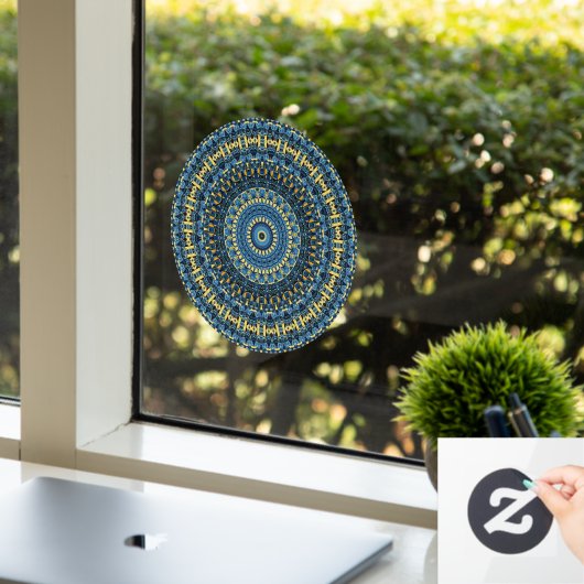 Van Gogh Starry Night Abstrakt Groovy Boho Mandala Fensteraufkleber (Büro)