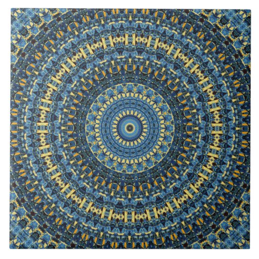 Van Gogh Starry Night Abstrakt Groovy Boho Mandala Fliese (Vorderseite)