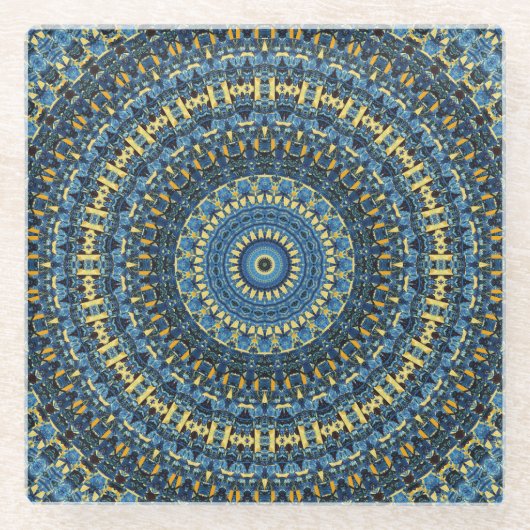 Van Gogh Starry Night Abstrakt Groovy Boho Mandala Glasuntersetzer (Vorderseite)