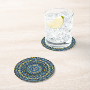 Van Gogh Starry Night Abstrakt Groovy Boho Mandala Runder Pappuntersetzer