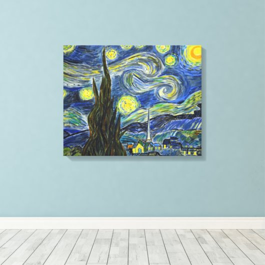 Van Gogh Starry Night. Acryl auf Leinwand. Leinwanddruck (Insitu (Holzboden))